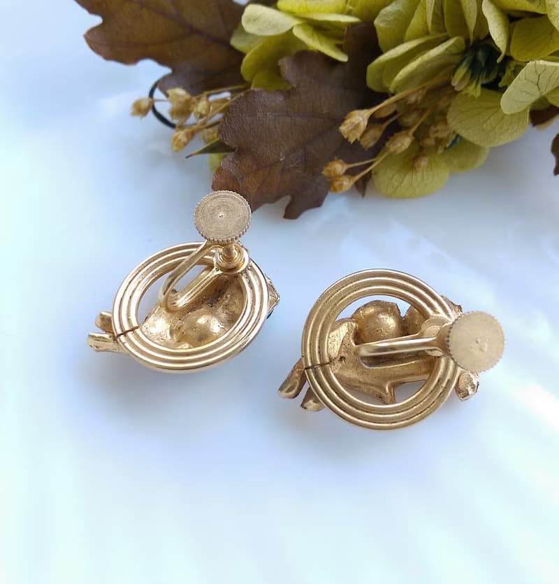 Vintage Jewelry 西洋古董飾品 氣質 對稱 湖水藍 栓式耳環