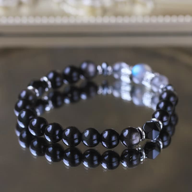 超七 黑曜石 拉長石 黑瑪瑙 水晶手鍊 全方位 招財事業 健康避邪