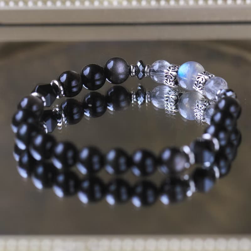 超七 黑曜石 拉長石 黑瑪瑙 水晶手鍊 全方位 招財事業 健康避邪