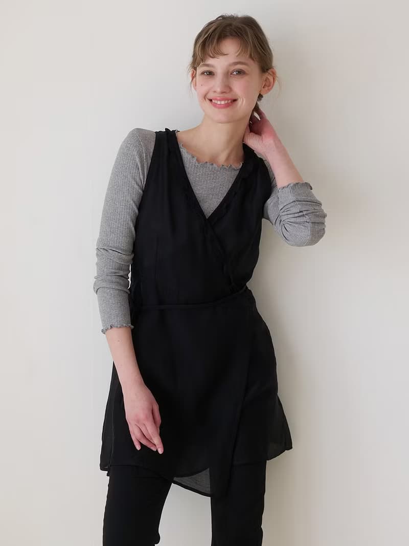 Frill layered dress_Black