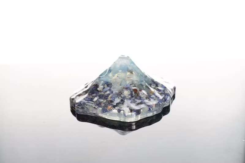 【母親節禮物】藍色富士山-輕透感天然水晶礦石擺件擺台奧根塔
