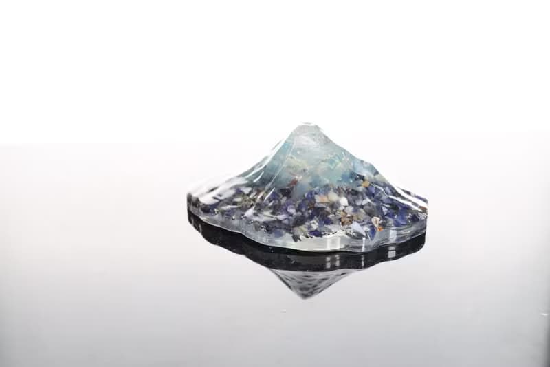 【母親節禮物】藍色富士山-輕透感天然水晶礦石擺件擺台奧根塔
