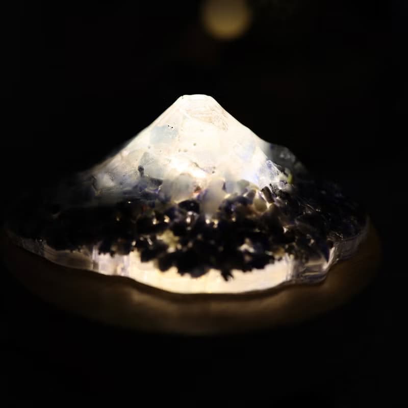 【母親節禮物】藍色富士山-輕透感天然水晶礦石擺件擺台奧根塔
