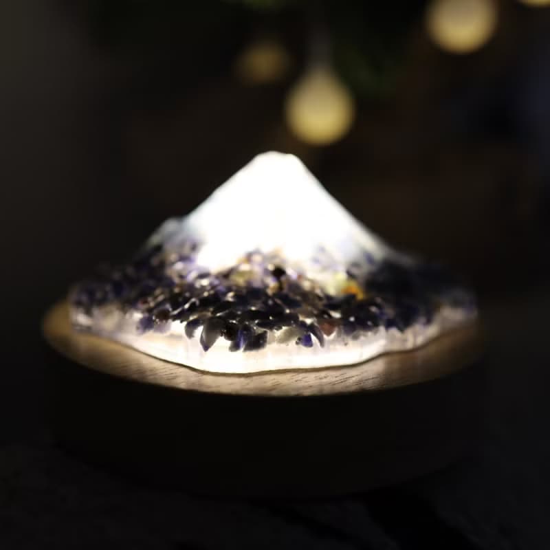 【母親節禮物】藍色富士山-輕透感天然水晶礦石擺件擺台奧根塔