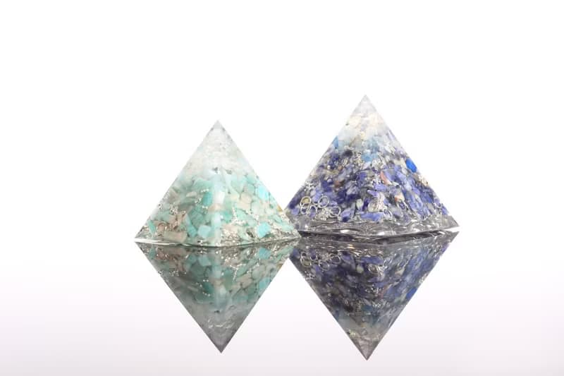 【母親節禮物】藍色富士山-輕透感天然水晶礦石擺件擺台奧根塔