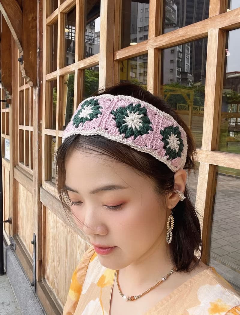 太陽 編織髮帶 粉墨綠