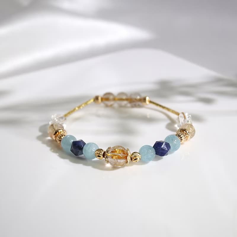 黃金海岸 | A23鈦晶海藍寶藍紋石水晶手鍊