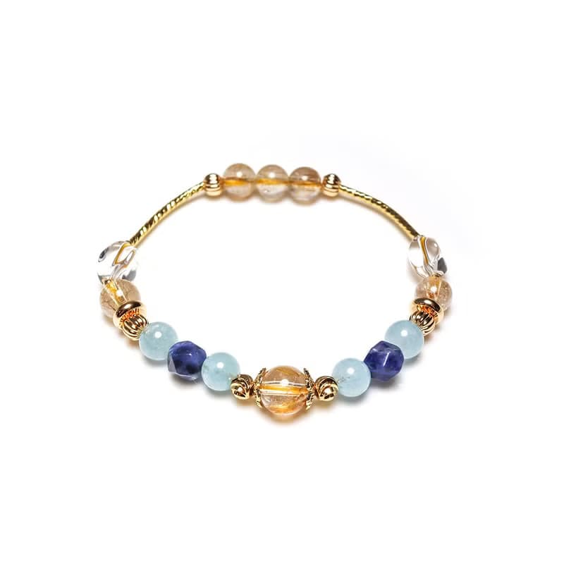 黃金海岸 | A23鈦晶海藍寶藍紋石水晶手鍊