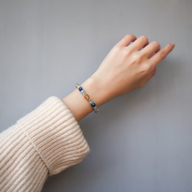 黃金海岸 | A23鈦晶海藍寶藍紋石水晶手鍊