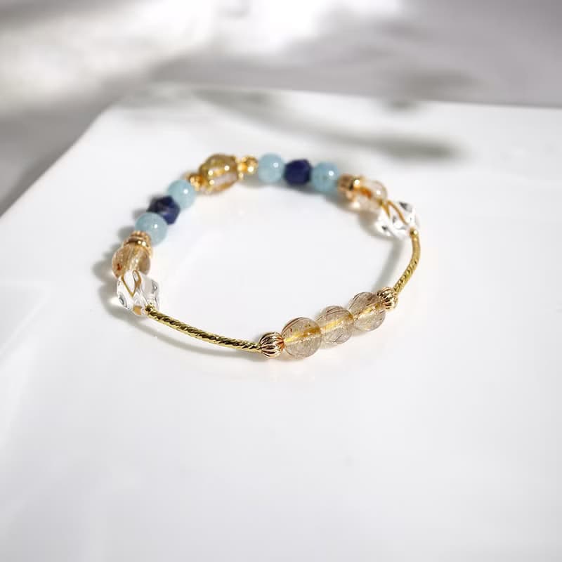 黃金海岸 | A23鈦晶海藍寶藍紋石水晶手鍊