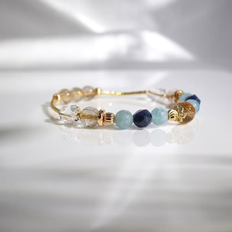 黃金海岸 | A23鈦晶海藍寶藍紋石水晶手鍊