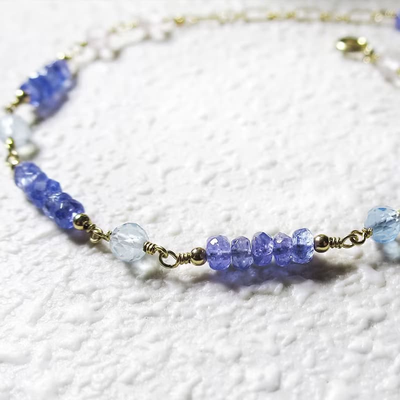 VIIART。公爵夫人。坦桑石摩根石海藍寶石14KGF/14K注金包金手鍊