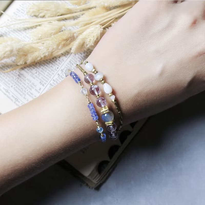 VIIART。公爵夫人。坦桑石摩根石海藍寶石14KGF/14K注金包金手鍊