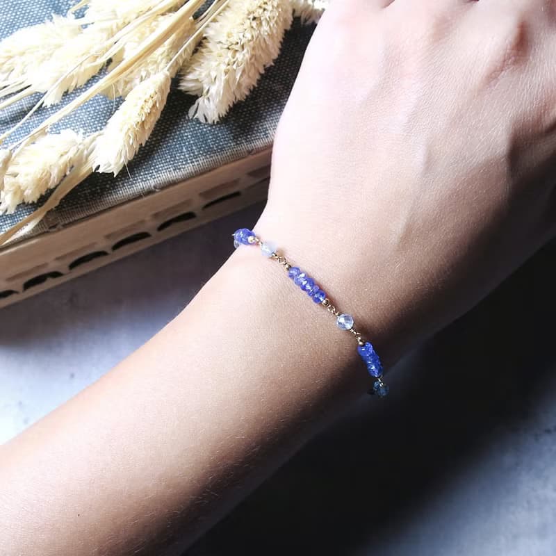 VIIART。公爵夫人。坦桑石摩根石海藍寶石14KGF/14K注金包金手鍊