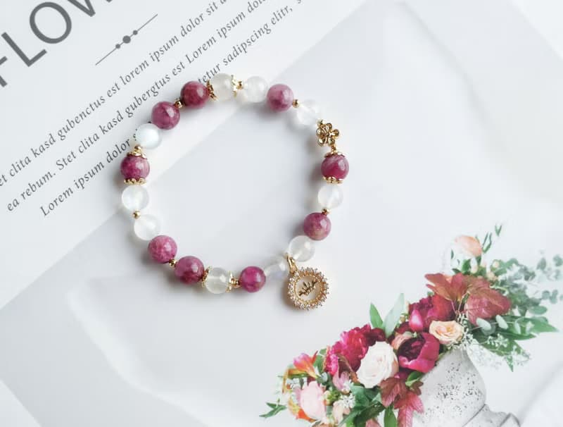 薔薇花園 // 玫瑰碧璽、月光石 助感情 14k包金配飾