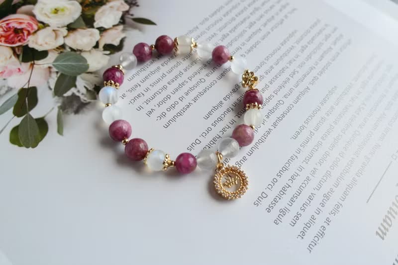 薔薇花園 // 玫瑰碧璽、月光石 助感情 14k包金配飾