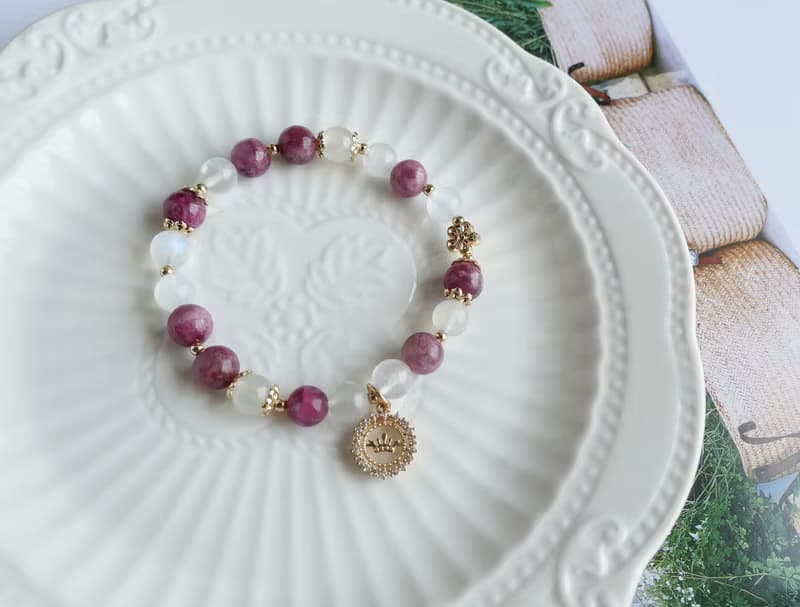 薔薇花園 // 玫瑰碧璽、月光石 助感情 14k包金配飾