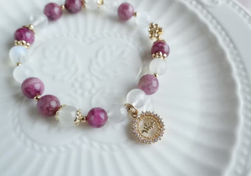 薔薇花園 // 玫瑰碧璽、月光石 助感情 14k包金配飾