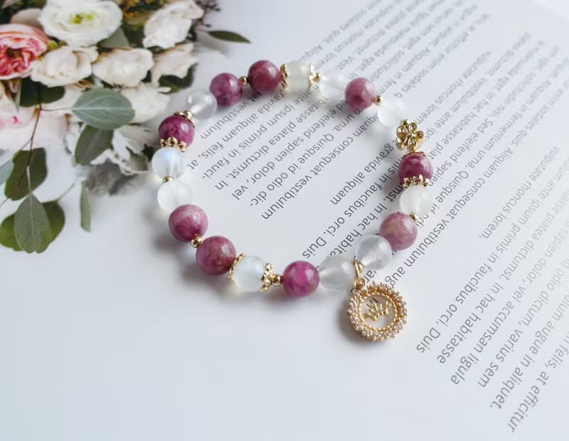 薔薇花園 // 玫瑰碧璽、月光石 助感情 14k包金配飾