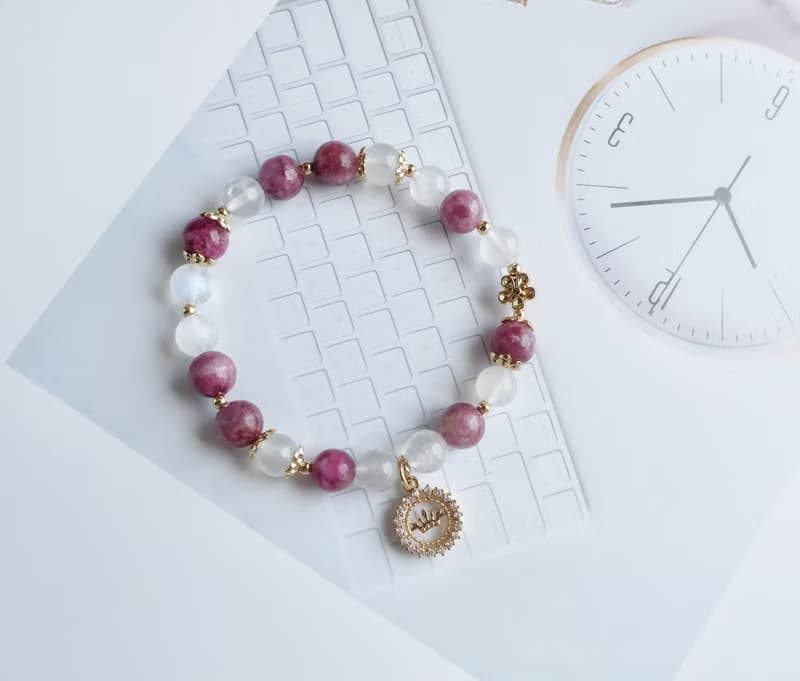 薔薇花園 // 玫瑰碧璽、月光石 助感情 14k包金配飾