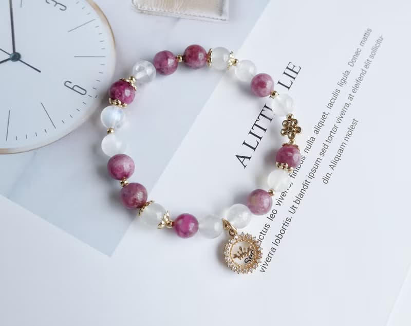 薔薇花園 // 玫瑰碧璽、月光石 助感情 14k包金配飾