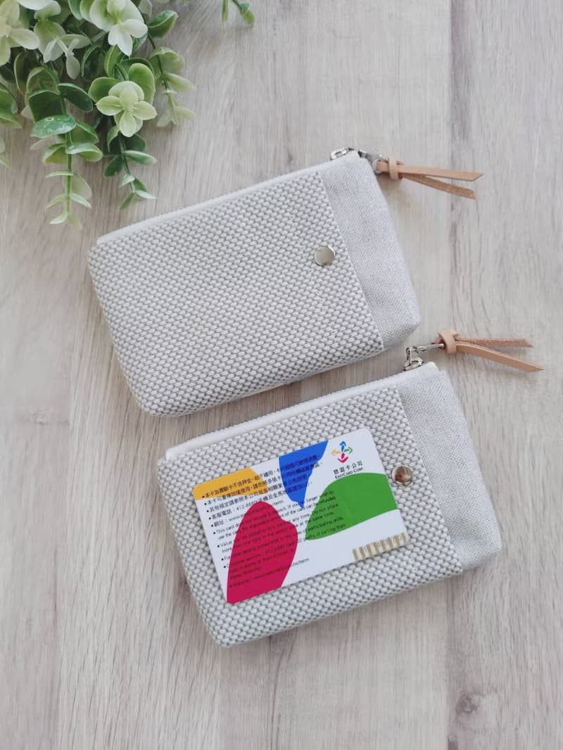 【FWL/四層小錢包】日本刺繡 金合歡 黃 粉 日本刺子布 法國銀蔥