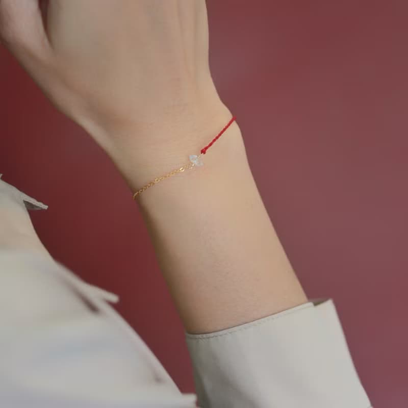 【禮物】獻上祝福 信念勇氣 14k注金手鍊+ 紅蠟線 生日、祝