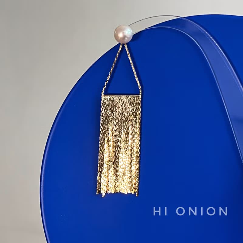 Hi Onion巴黎春夢 小眾設計珍珠耳釘耳夾耳環女高級絲滑流蘇誇張