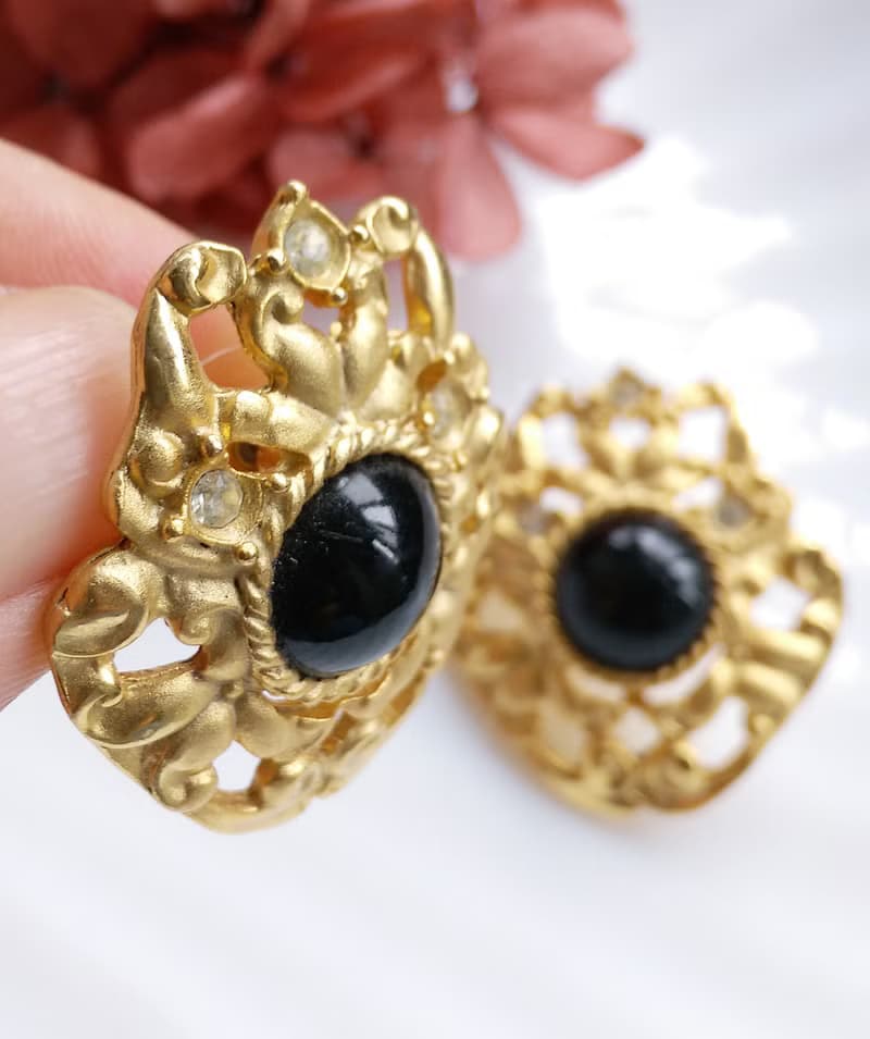 Vintage Jewelry 西洋古董飾品 典雅 啞光 霧金 針式耳環