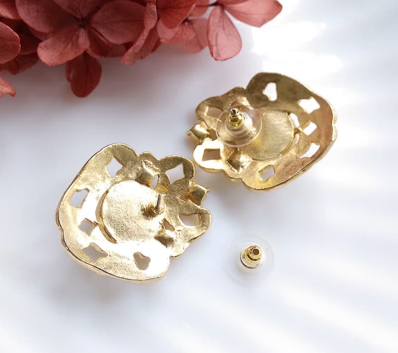 Vintage Jewelry 西洋古董飾品 典雅 啞光 霧金 針式耳環