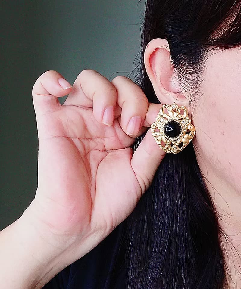 Vintage Jewelry 西洋古董飾品 典雅 啞光 霧金 針式耳環