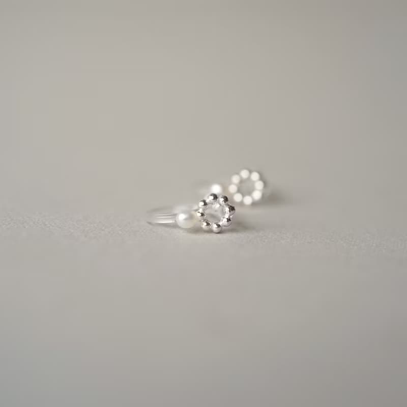 SV925　ドットサークルパールピアス / イヤリングクリップ