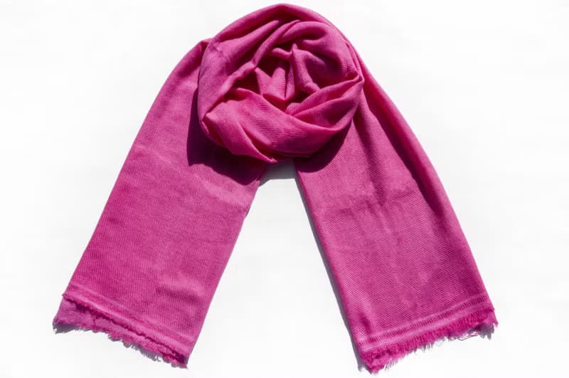 喀什米爾Cashmere/羊絨圍巾/純羊毛圍巾披巾/戒指絨披肩-玫瑰亮粉