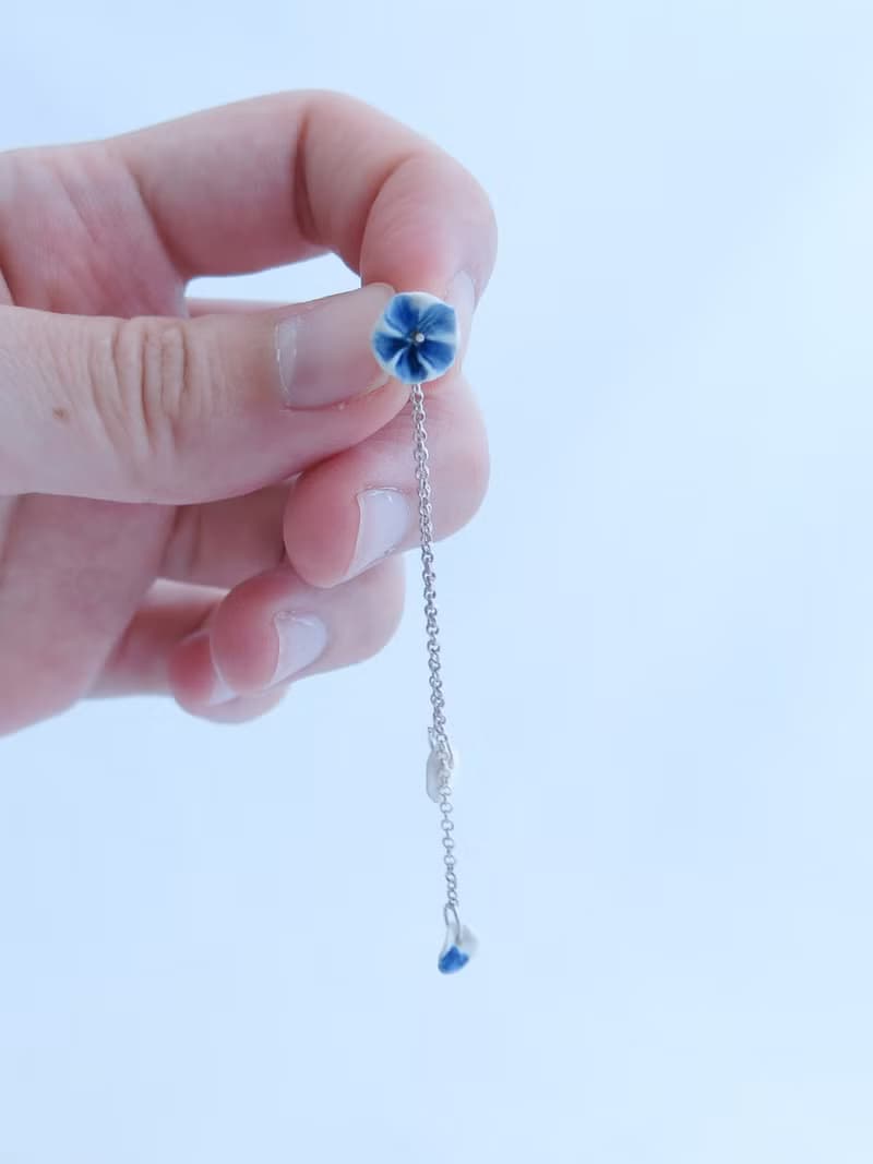 Pluie de fleurs白瓷2way純銀耳環