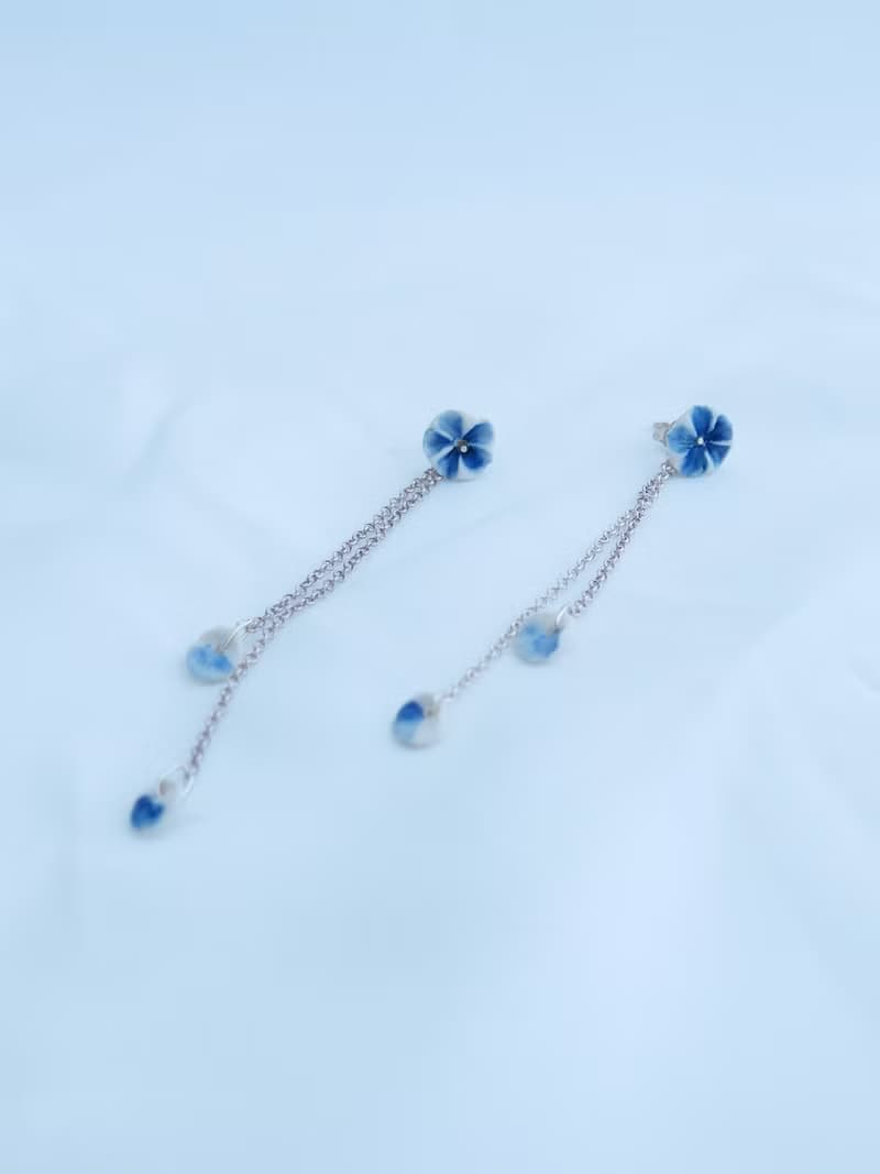 Pluie de fleurs白瓷2way純銀耳環