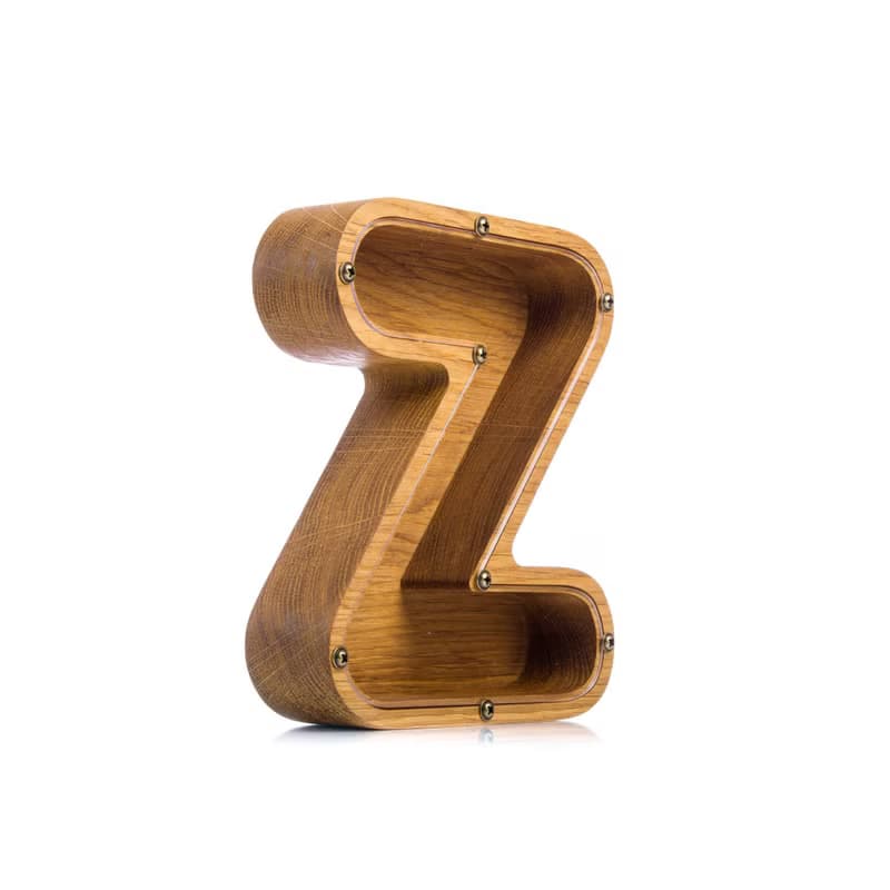 Piggy bank for boys girls adults LETTER Christmas gift Wooden coin bank