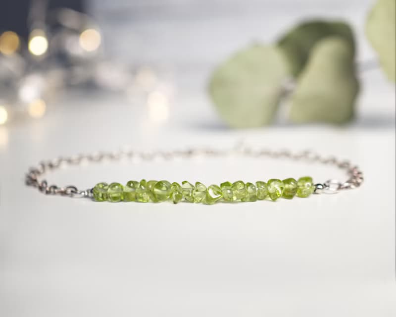 Peridot Bracelet, Olivine,925 Silver, Pisces stone, Sagittarius gem, Leo crystal