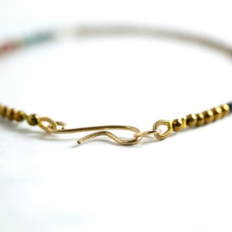 スモーキークォーツとクリソコラのアシンメトリーブレスレット