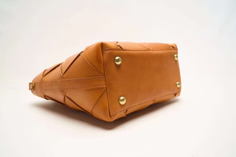 植鞣革復古編織立體真皮單肩包女士手提包/側背包兩用手袋肩背包