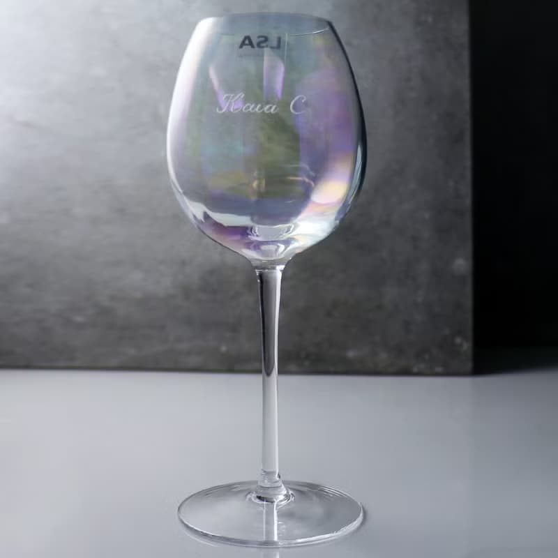 325cc【Rainbow】英國LSA Pearl彩虹刻字紅酒杯 漸變手工杯