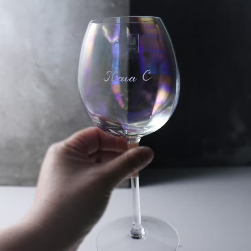 325cc【Rainbow】英國LSA Pearl彩虹刻字紅酒杯 漸變手工杯