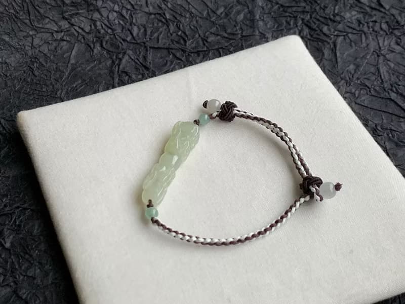 快速出貨 天然緬甸玉翡翠 玉兔 編織款手鍊 送禮 開運 貴人