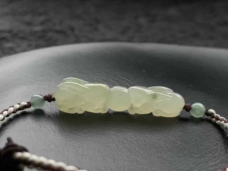 快速出貨 天然緬甸玉翡翠 玉兔 編織款手鍊 送禮 開運 貴人