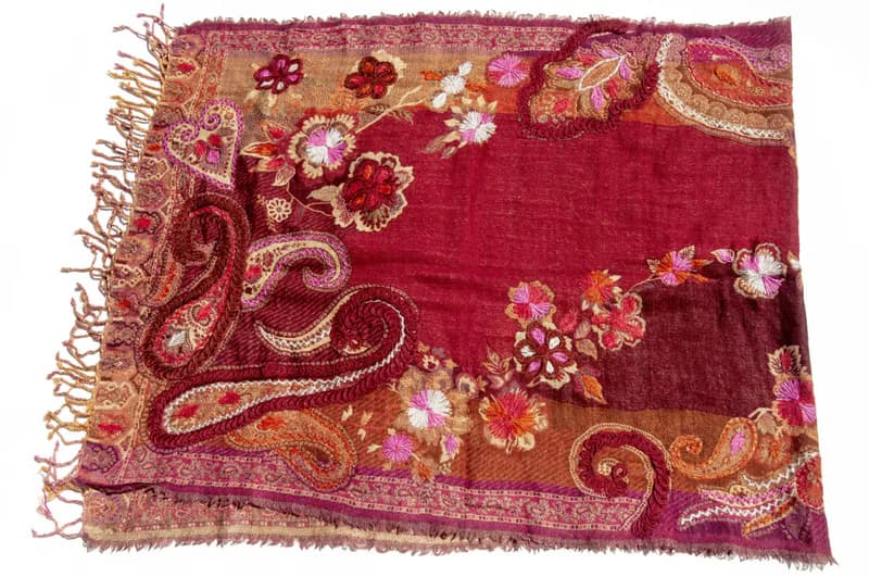 喀什米爾Cashmere/水煮羊毛披肩/針織圍巾/刺繡圍巾/羊絨披巾-花