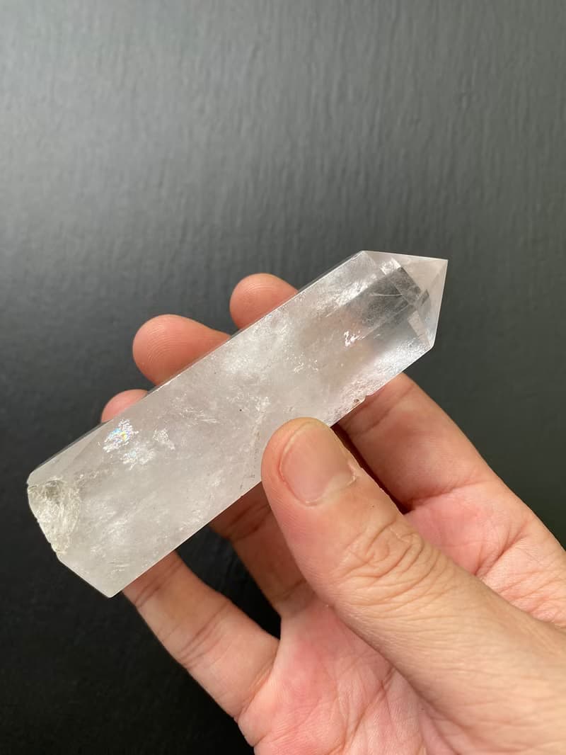 天然彩虹暴風雪白水晶能量柱 消磁淨化 招財開運 淨化氣場 防小人