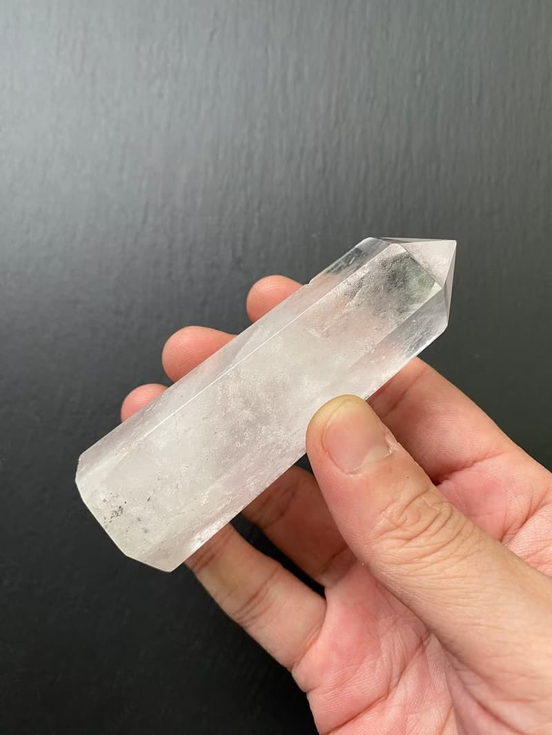 天然彩虹暴風雪白水晶能量柱 消磁淨化 招財開運 淨化氣場 防小人