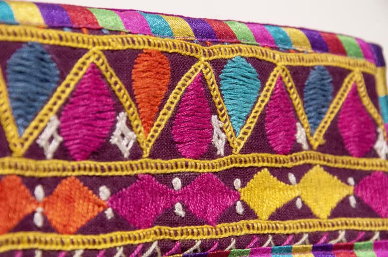 手工刺繡錢包 民族風長夾 刺繡皮夾 手工刺繡筆袋-沙漠花朵刺繡包