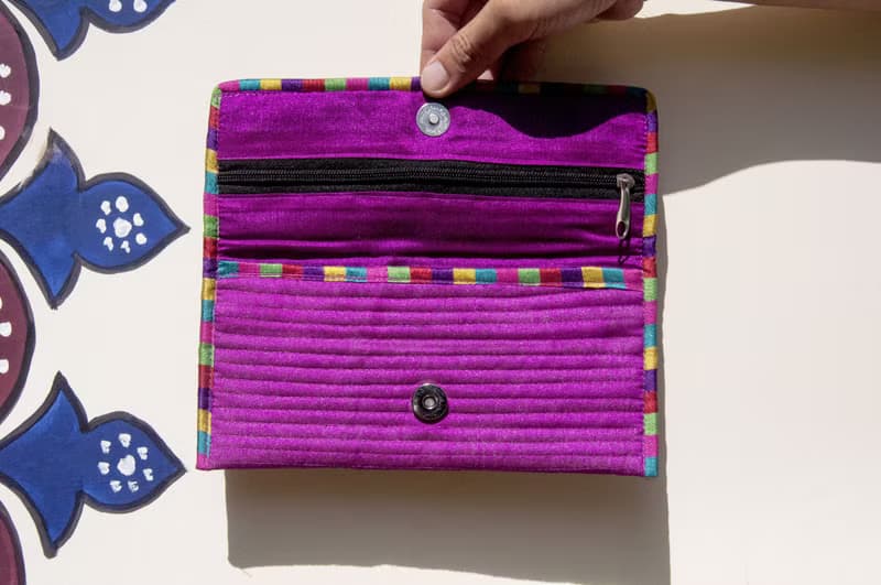 手工刺繡錢包 民族風長夾 刺繡皮夾 手工刺繡筆袋-沙漠花朵刺繡包