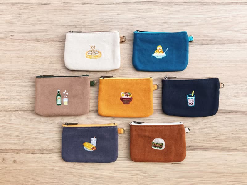 臺灣小食-帆布扁形刺繡零錢包