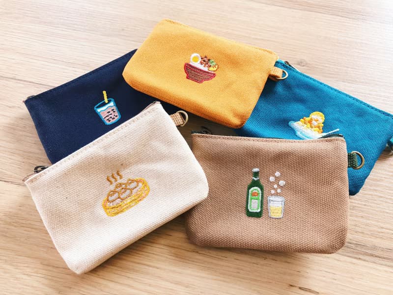 臺灣小食-帆布扁形刺繡零錢包